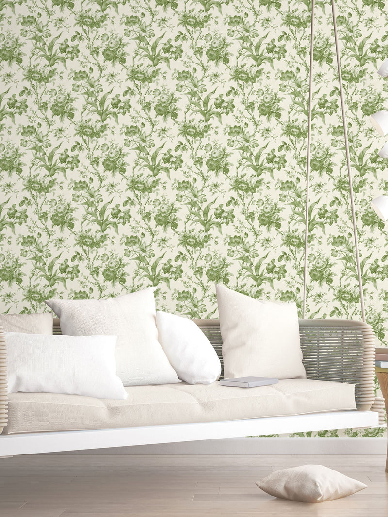 Galerie Green French Country Floral wallpaper sample A4, UK version