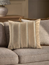 Next Natural Velvet Panel Stripe Cushion 50 x 50 cm- Buy online at McGrocer
