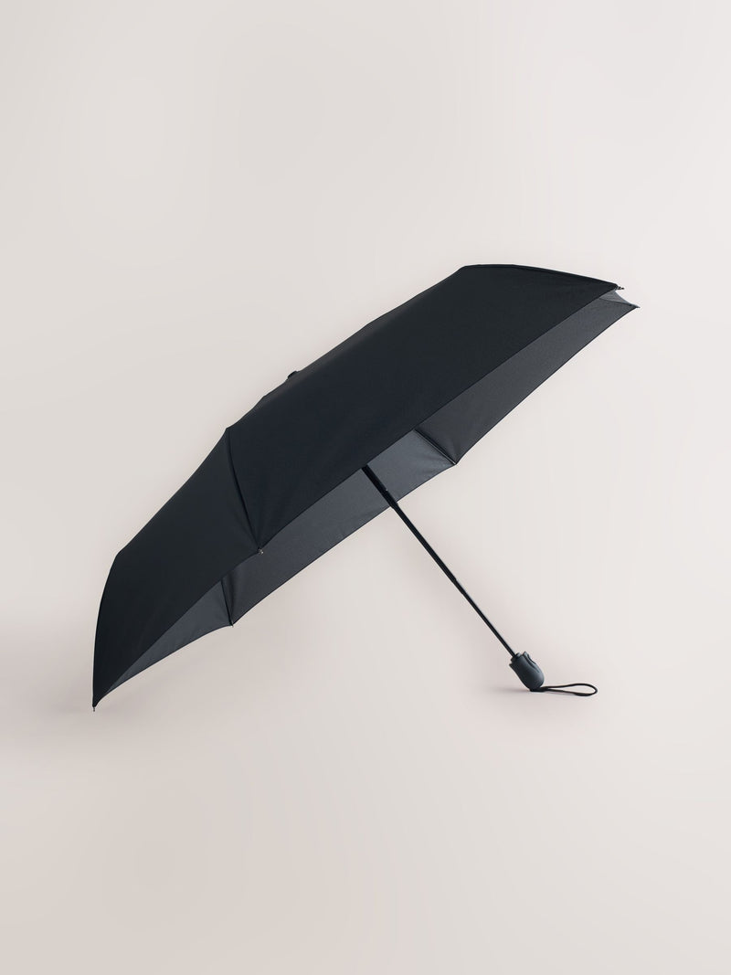 Black auto open close umbrella with raindrop print 28cm (British brand)