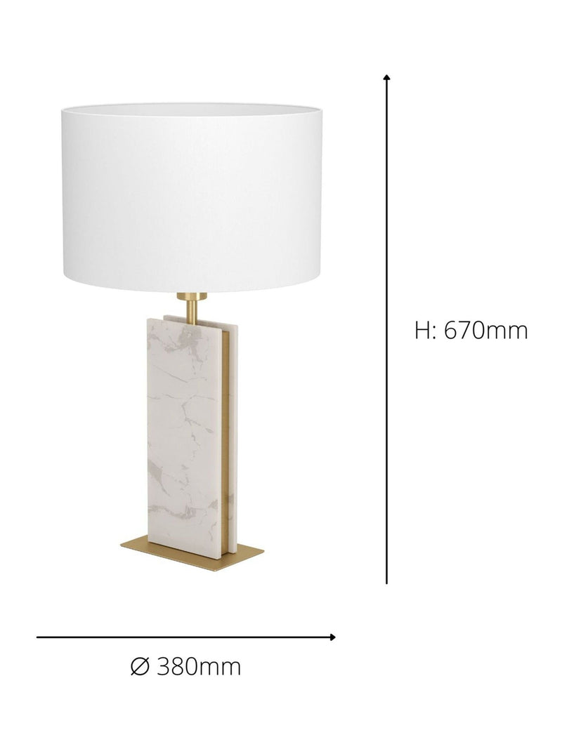 Eglo Belesar table lamp with stone and steel base, imported from the UK