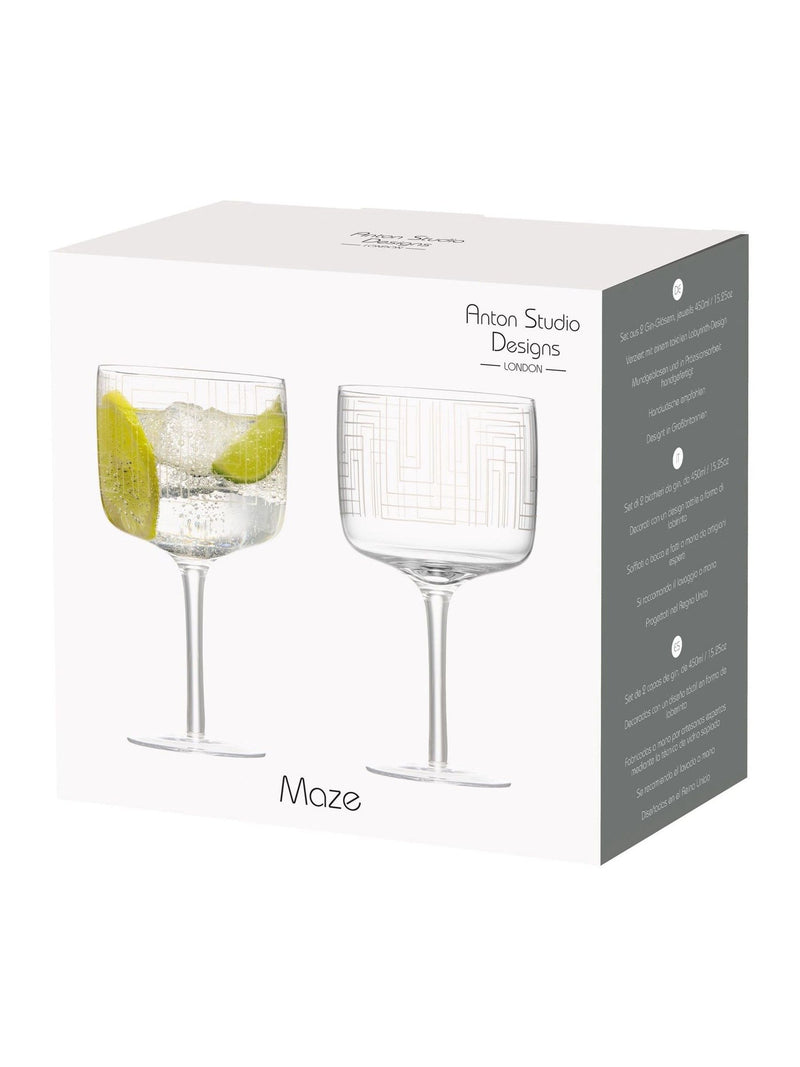 Anton Studio Designs clear maze gin glasses set of 2 - British product
