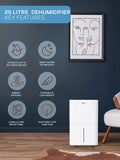 Air Pro White 25L Day Digital Dehumidifier with WiFi Large 4L Ta Tank