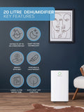 MONHOUSE White Large 20L Day Digital Dehumidifier 4L Tank