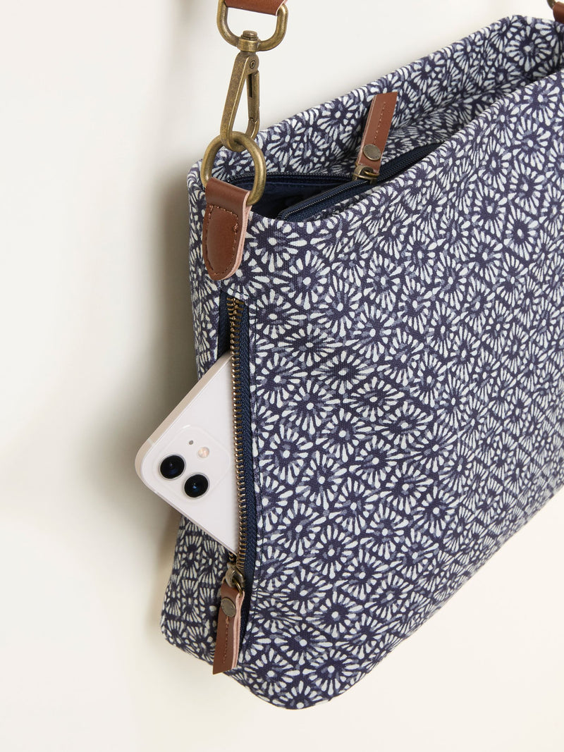 FatFace navy blue geometric crossbody bag, UK version