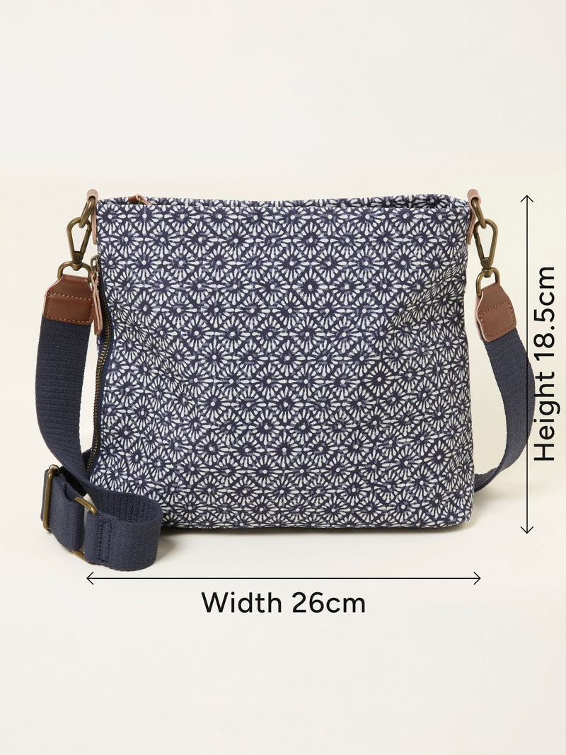 FatFace navy blue geometric crossbody bag, UK version