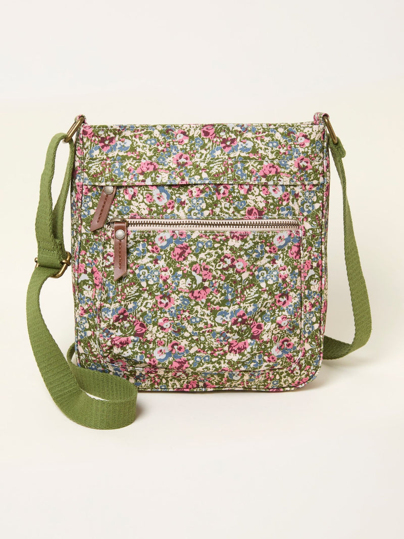 FatFace green ditsy floral canvas crossbody bag, UK version