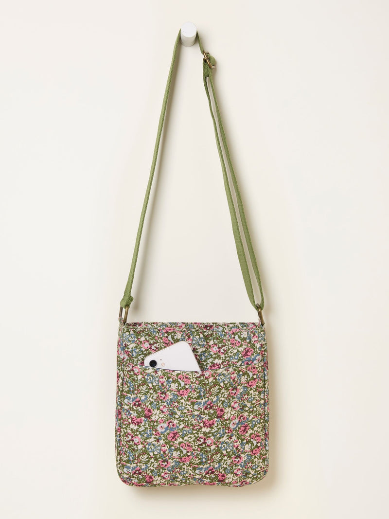 FatFace green ditsy floral canvas crossbody bag, UK version