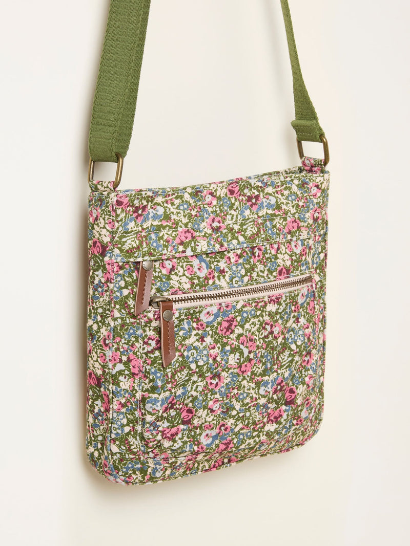 FatFace green ditsy floral canvas crossbody bag, UK version