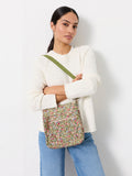 FatFace green ditsy floral canvas crossbody bag, UK version