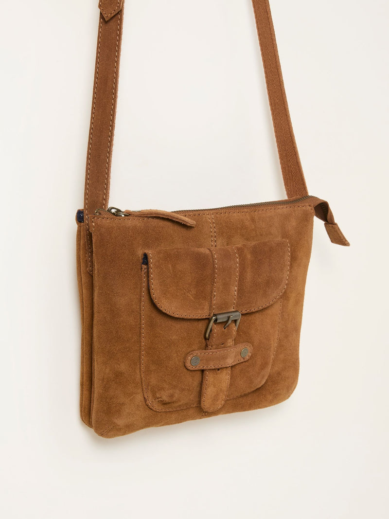 FatFace Libby tan brown suede crossbody bag, UK version