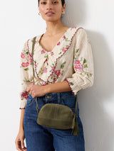 Next FatFace Green Suede Camera Bag- Buy online at McGrocer