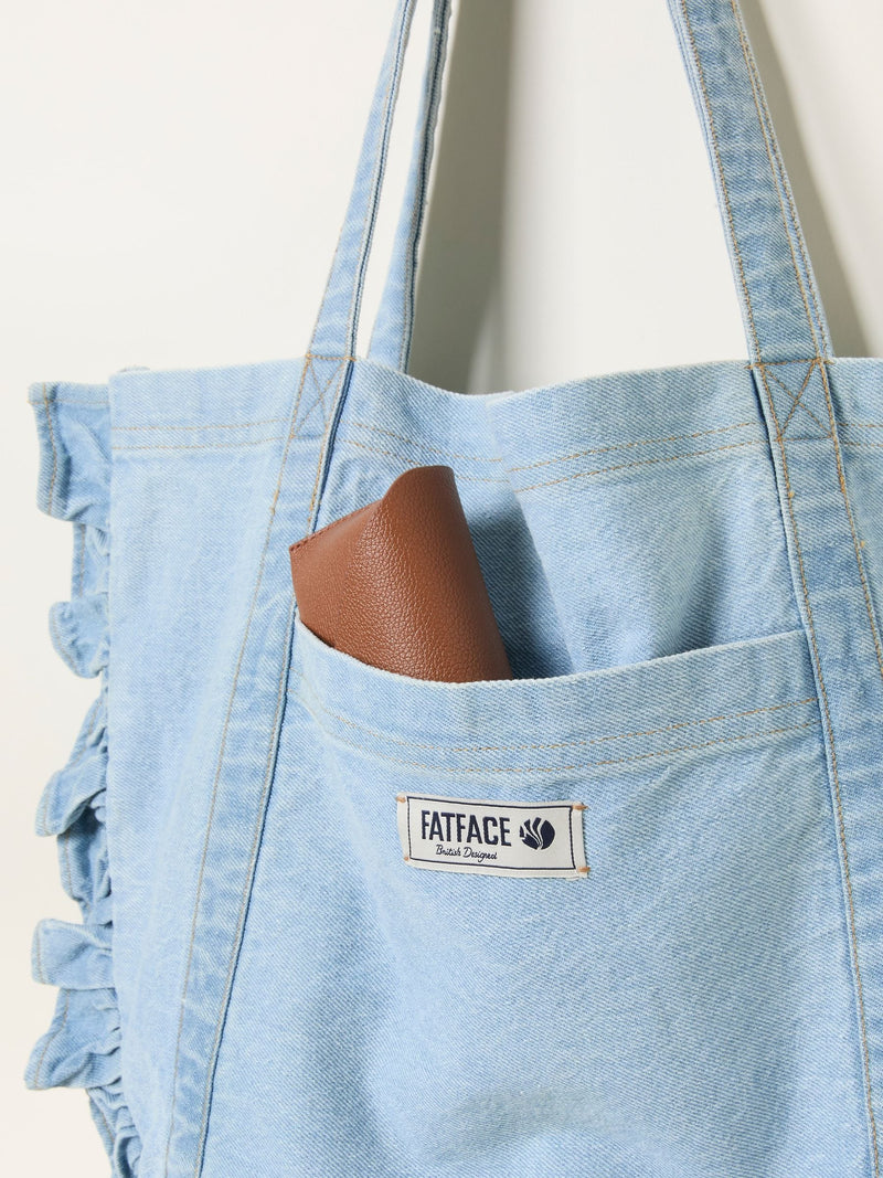 FatFace denim frill tote bag, imported from the UK