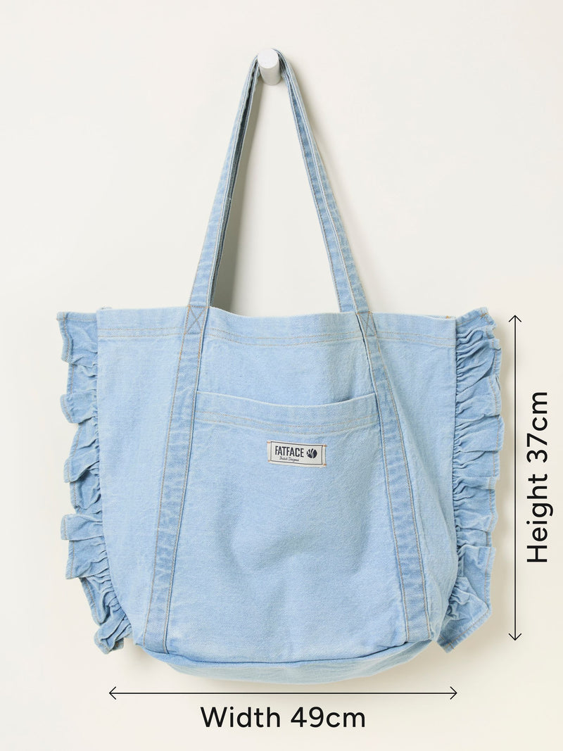FatFace denim frill tote bag, imported from the UK