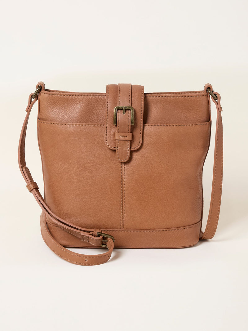 FatFace leather bucket bag tan brown - British product