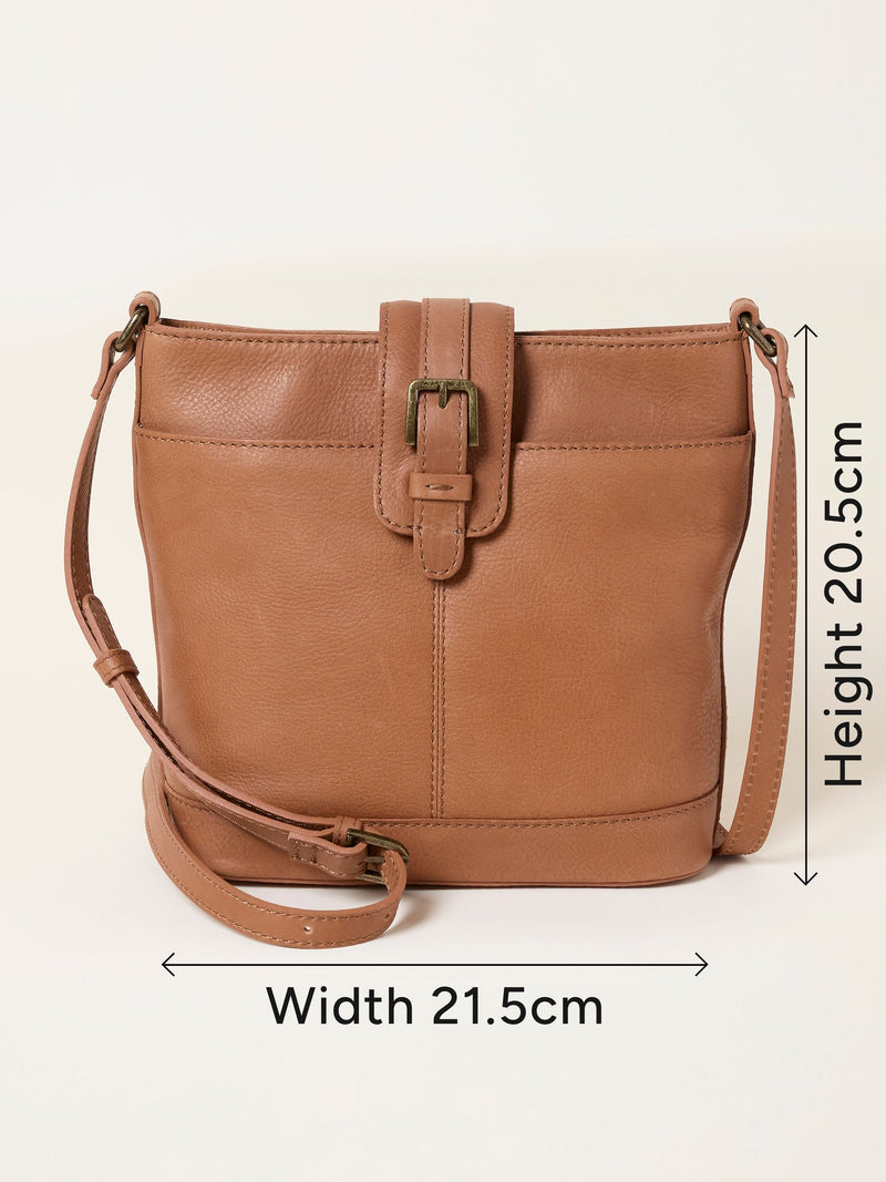 FatFace leather bucket bag tan brown - British product