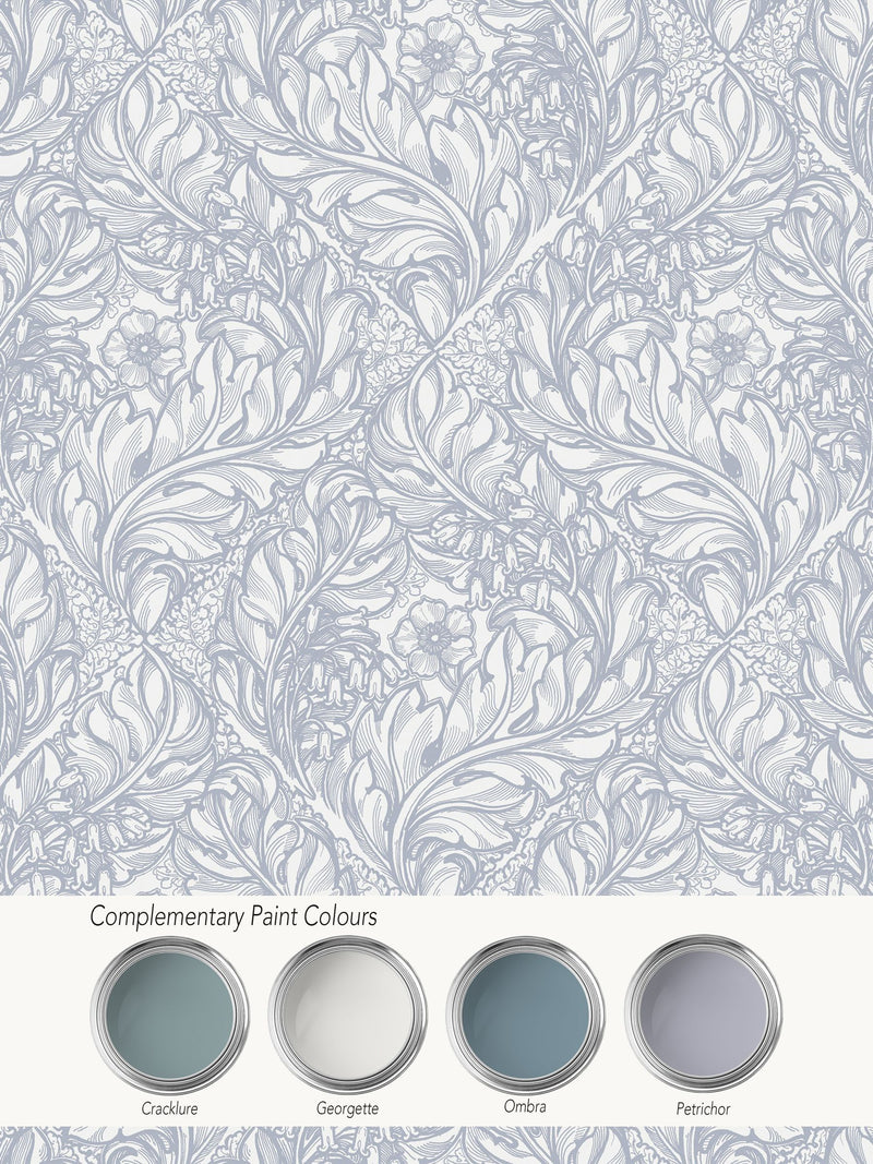 Laurence Llewelyn-Bowen wallpaper Blue Rambleicious floral print 10m roll - British product