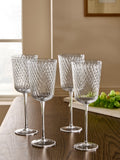 Nina Campbell clear embossed swirl wine glasses set of 4, imported from the UK