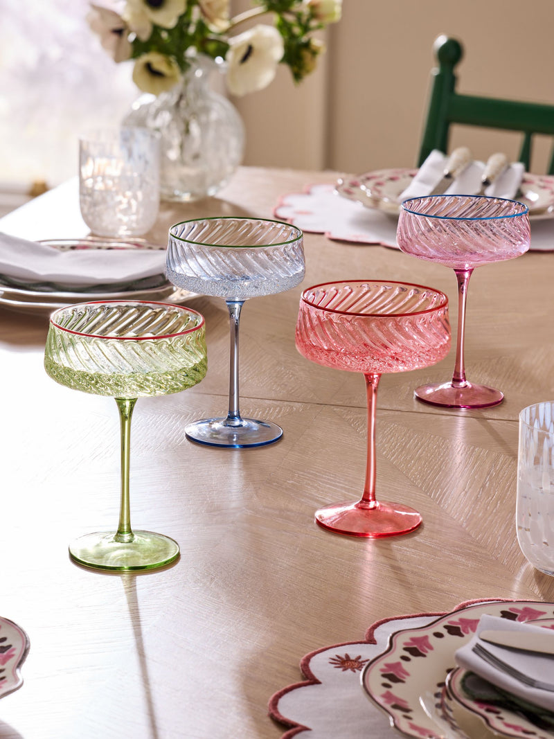 Nina Campbell multi embossed swirl cocktail glasses (British brand)