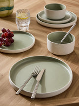 Green Otis 12-Piece Stoneware Dinner Set