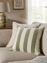 Next Chenille Stripe Cushion Sage Green 50 x 50cm- Buy online at McGrocer