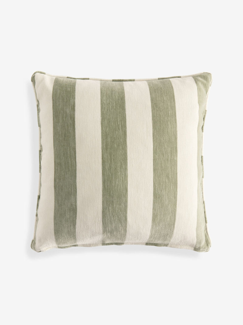 Sage green chenille stripe cushion 50x50cm, UK version