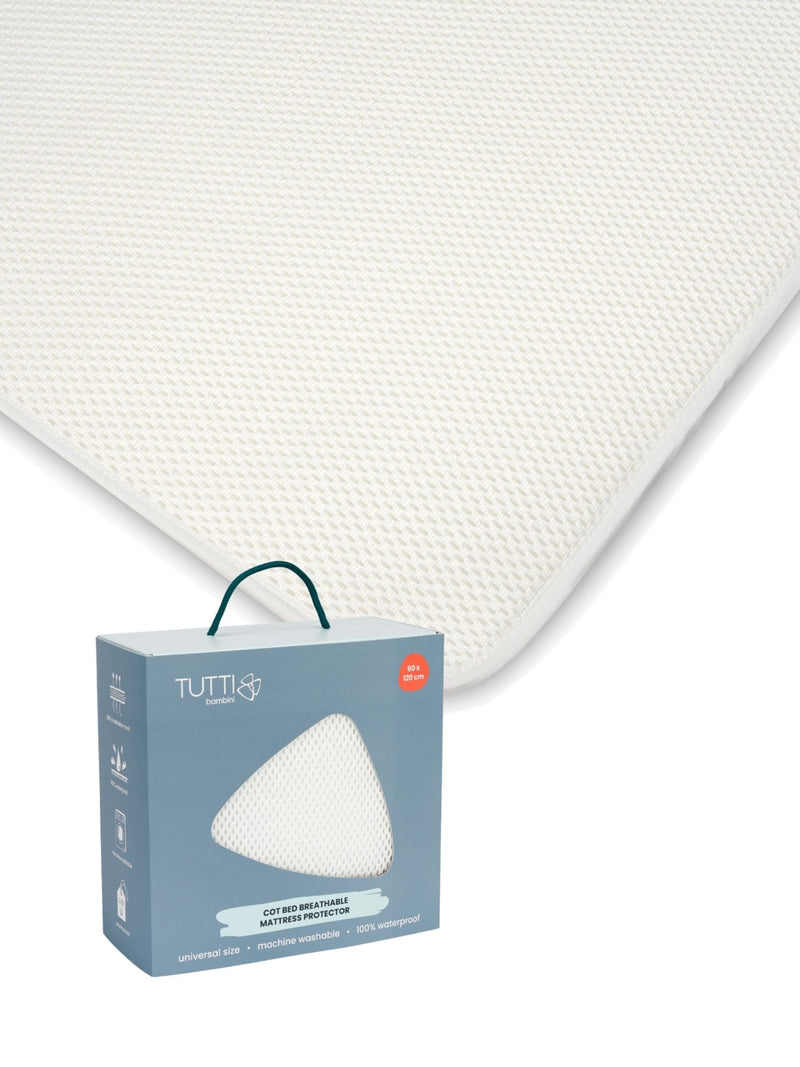Tutti Bambini white cot bed breathable mattress protector COT size (British brand)