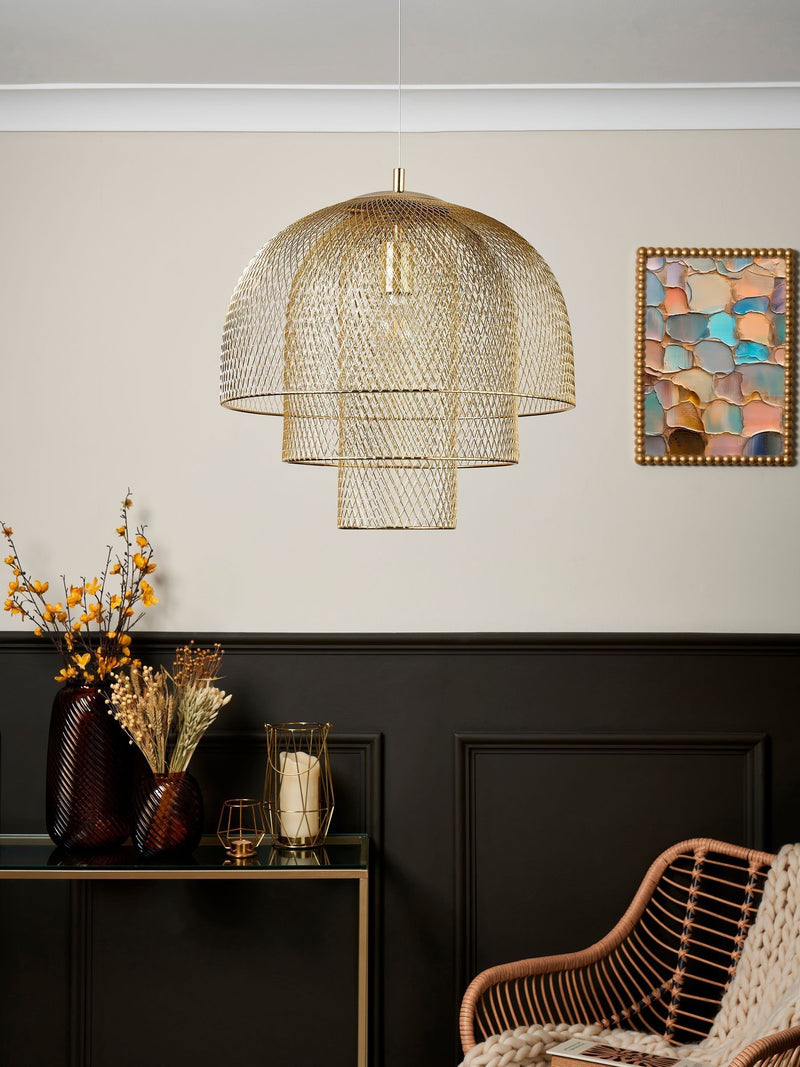 BHS Gold Georgia Mesh Pendant Light (British brand)