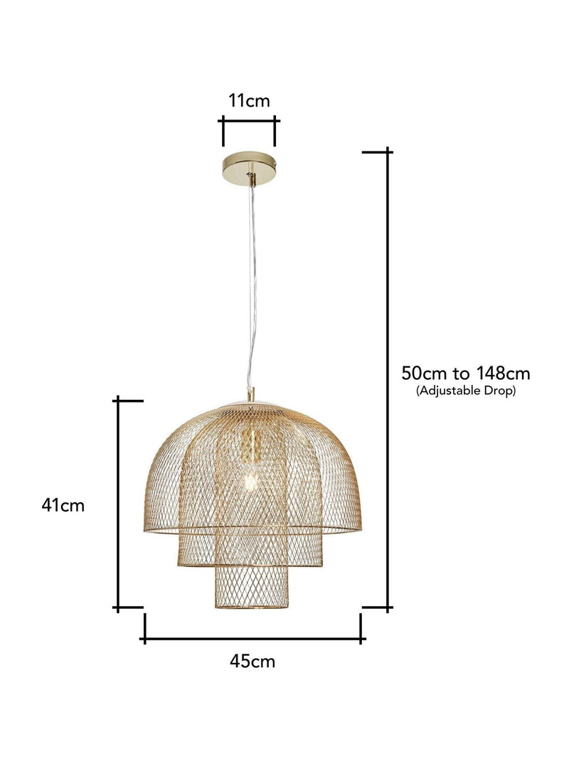 BHS Gold Georgia Mesh Pendant Light (British brand)