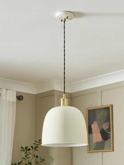 Next BHS Dale Galley Ceiling Pendant Satin Ivory Ant Brass- Buy online at McGrocer