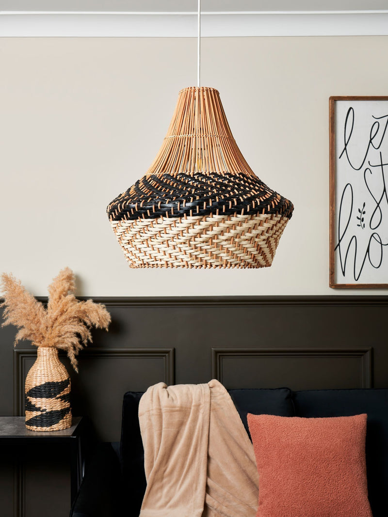 BHS ceiling light mixed coloured rattan shade 45cm - British product