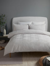 Serene Grey Embossed Geo Textured Duvet Cover Set