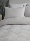 Serene Grey Embossed Geo Textured Duvet Cover Set (British brand)