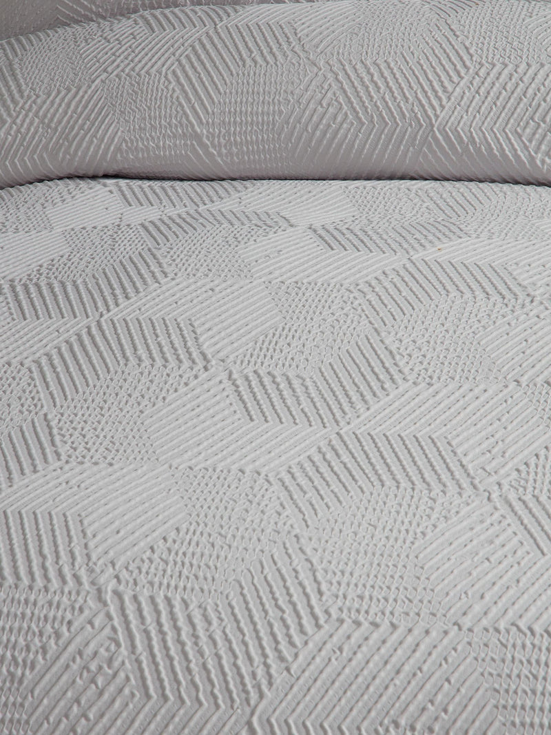 Serene Grey Embossed Geo Textured Duvet Cover Set (British brand)