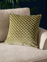 Next Soiree Green Velvet Spot Filled Cushion- Buy online at McGrocer