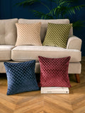 Soiree green velvet spot cushion 43cm, imported from the UK