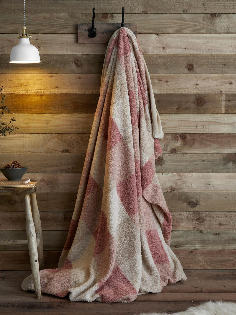 Appletree Natural Ashford Check Sherpa Reverse throw 150x200cm (British brand)