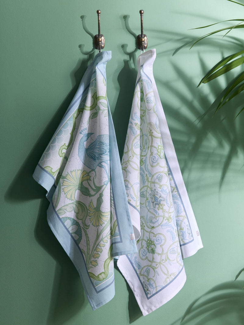Laurence Llewelyn-Bowen 2 Pack Green Palm Print Court Tea Towels