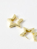 Oliver Bonas gold tone star outline hoop earrings, imported from the UK