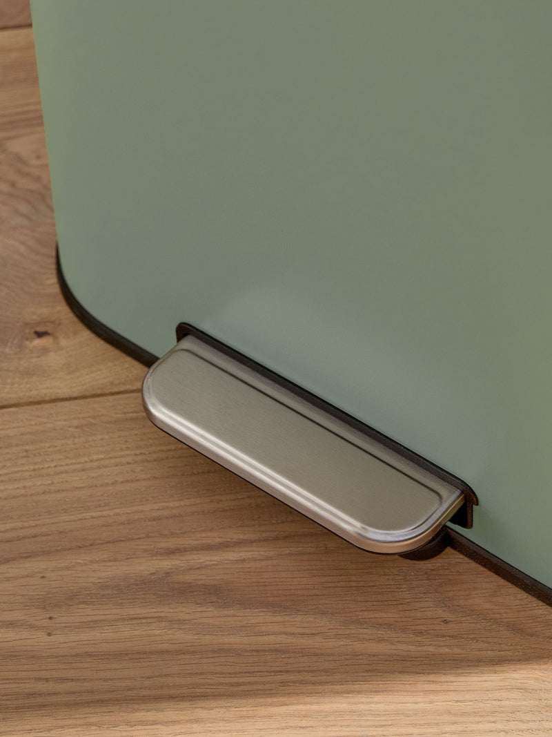 Sage green 50L soft close pedal bin, imported from the UK
