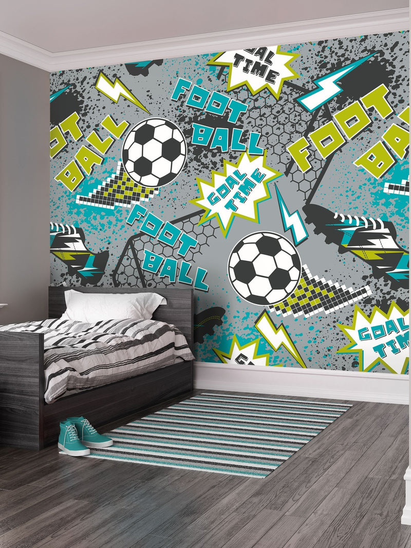 Origin Murals wall mural grey graphic pixel football 3.5m x 2.8m (British brand)