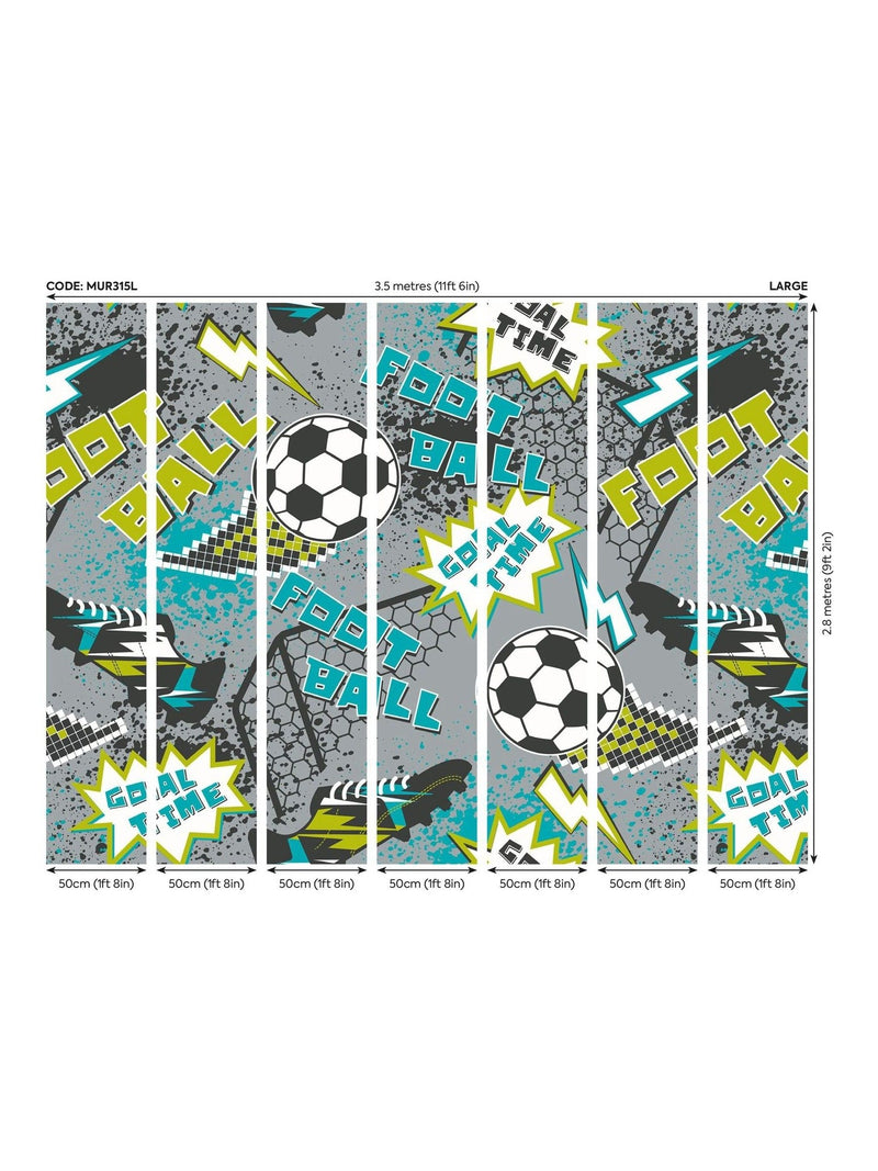 Origin Murals wall mural grey graphic pixel football 3.5m x 2.8m (British brand)