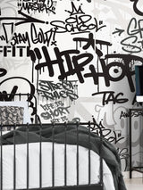 Next Origin Murals Black White Mono Graffiti Wall Mural 3.5M x 2.8M- Buy online at McGrocer