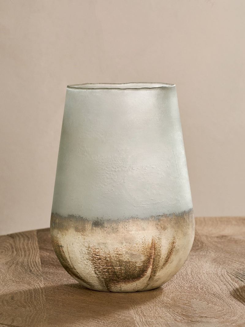 Nkuku Smoke Ngolo glass vase 28cm, imported from the UK