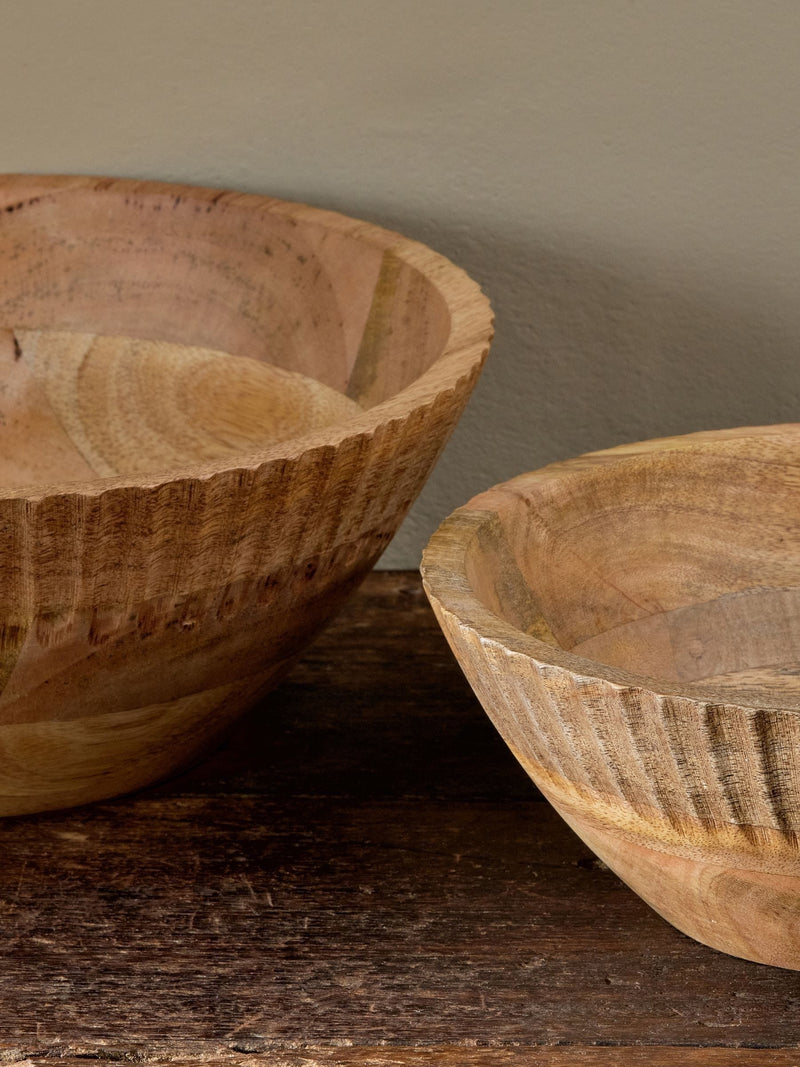 Nkuku Gavivi mango wood bowl with hand-carved detailing (British brand)