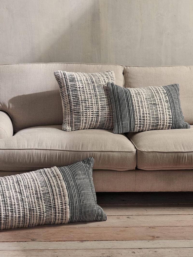 Nkuku white Mika square cushion cover 50cm, imported from the UK