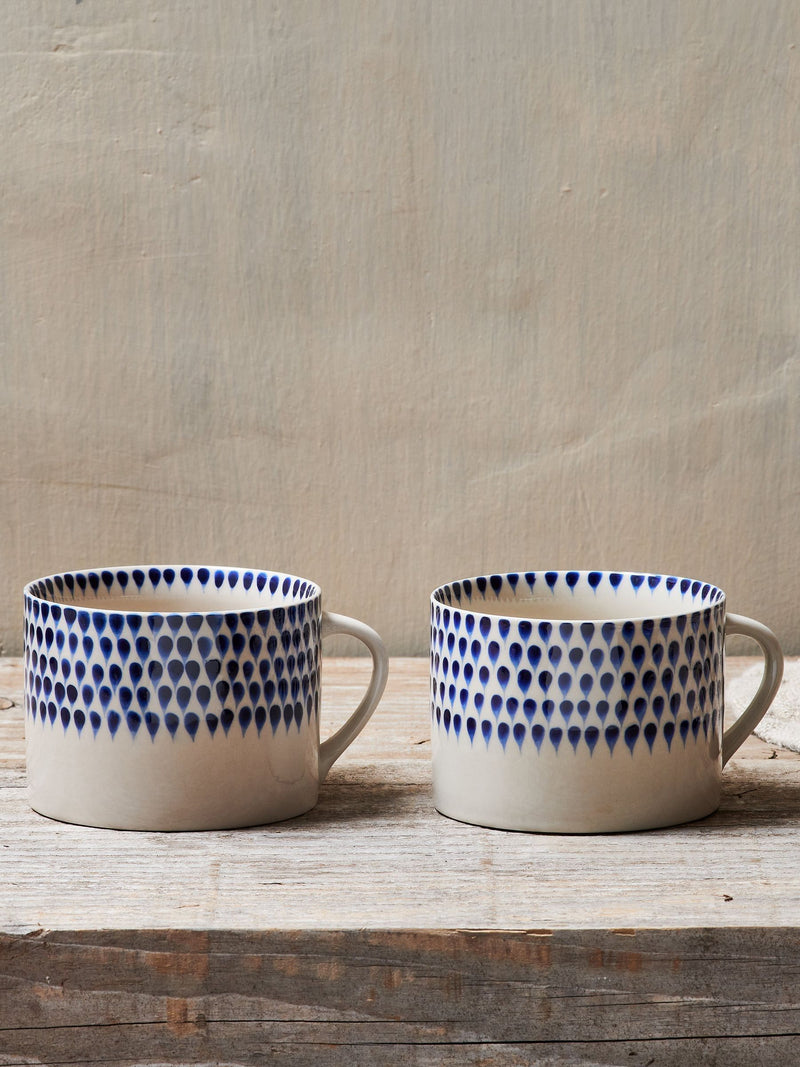 Nkuku blue indigo drop mug 7cm, imported from the UK