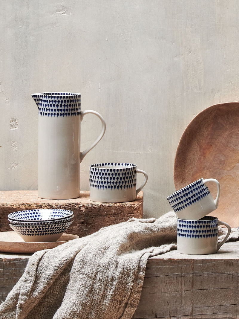 Nkuku blue indigo drop mug 7cm, imported from the UK