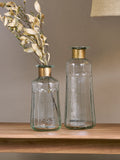 Nkuku Brass Chara Hammered Small Decorative Glass Bottle