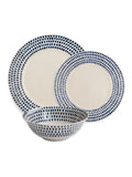 Nkuku Cream Indigo Drop ceramic dinnerware set 12-piece, imported from the UK
