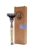 Captain Fawcett handcrafted safety razor with imitation ivory handle (British brand)